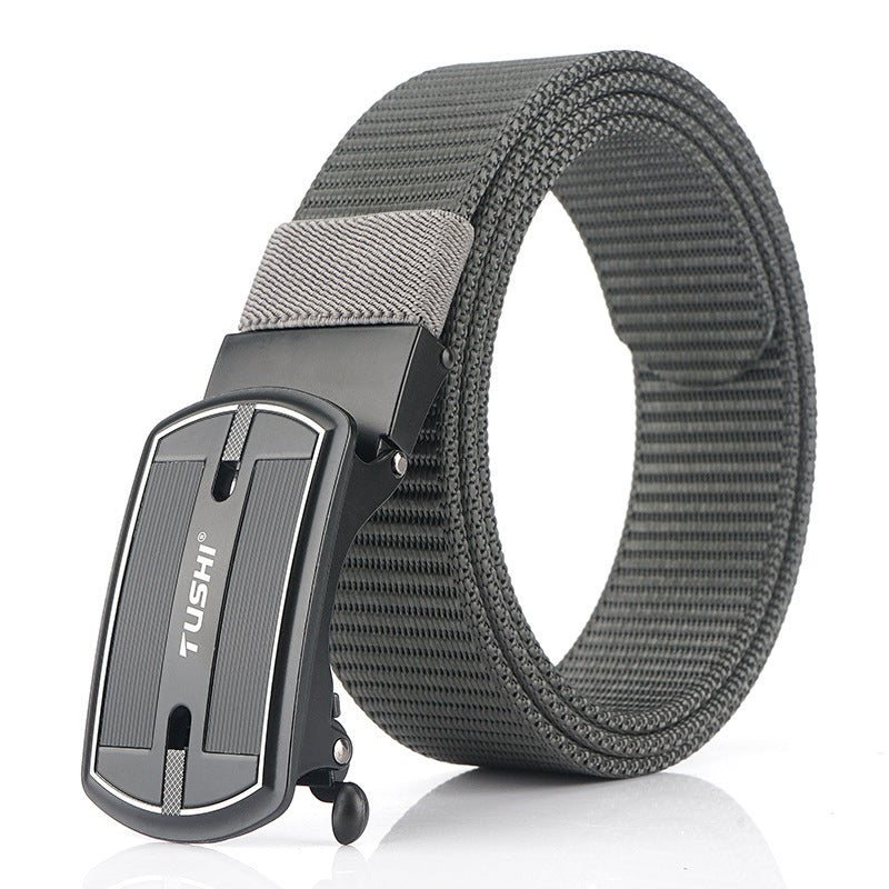TUSHI 125cm x 3.4cm Punch Free Automatic Quick Release Buckle Tactical Belt Casual Belts