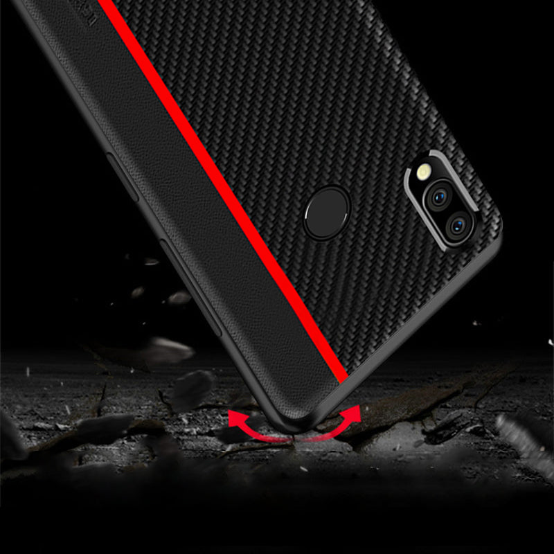 Bakeey Shockproof Carbon Fiber Soft Silicone Edge PU Leather Protective Case for Xiaomi Redmi Note 7 / Redmi Note 7 Pro