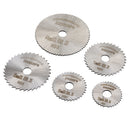Drillpro 6pcs HSS Circular Saw Blade Set with 3.2mm 6mm  Extension Rod Shank for Rotary Tools