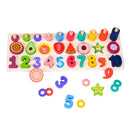 Fruit Number Math Sorting Puzzles Blocks Toys Counting Stacker Wooden Educational Toys