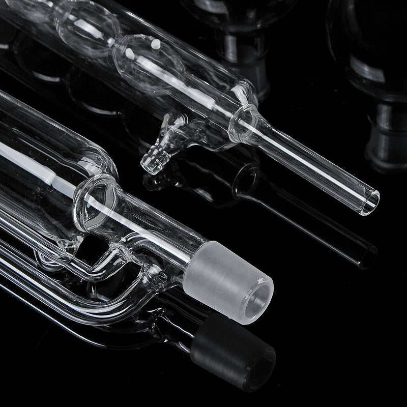 2x 250ML Flat Bottom Flask Borosilicate Glass Soxhlet Extractor Condenser Lab Glassware Kit