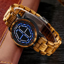 BOBO BIRD Creative Night Vision Wooden Watch Colorful LED Unique Time Display Men Quartz Watch