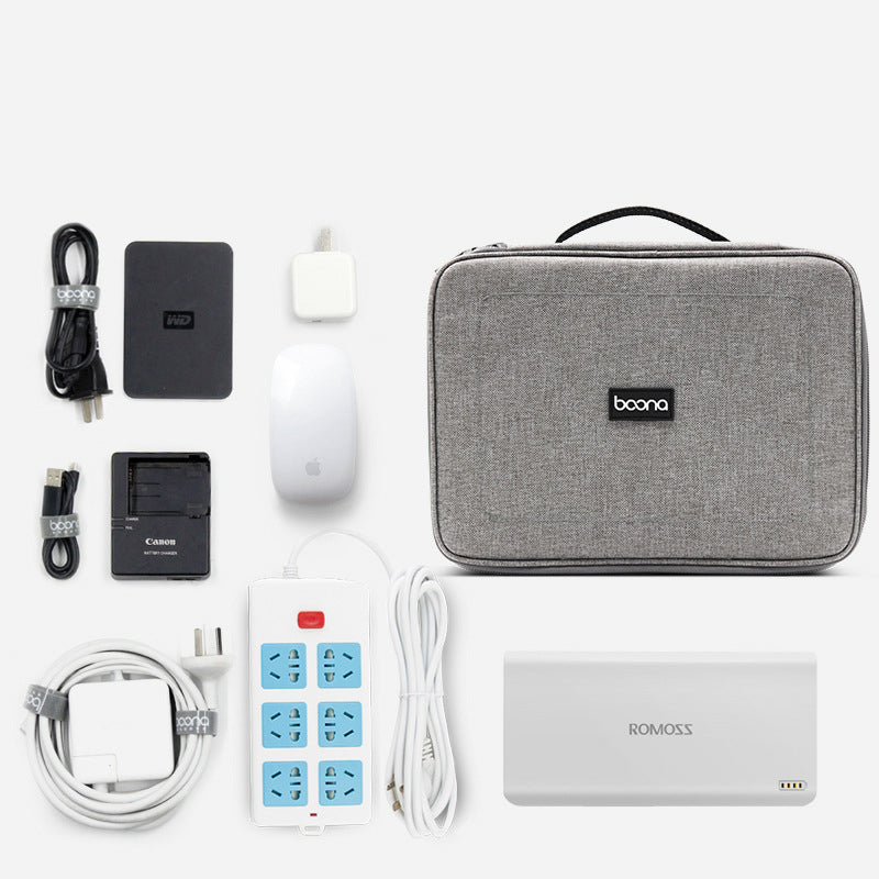 Boona 28*21cm Double-layer Digital Accessories Storage Bag USB Cable Charger Organizer Tablet Bag