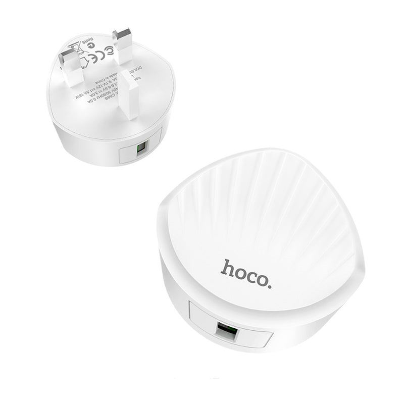 HOCO C68B UK Plug Single USB Port QC3.0 Fast Charger for Tablet Smartphone