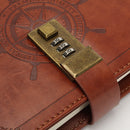 B6 Vintage Notepad Notebook Diary Daily Memos Planner Agenda Notebook PU Leather Sketchbook with Lock Password Office School Students Supplies