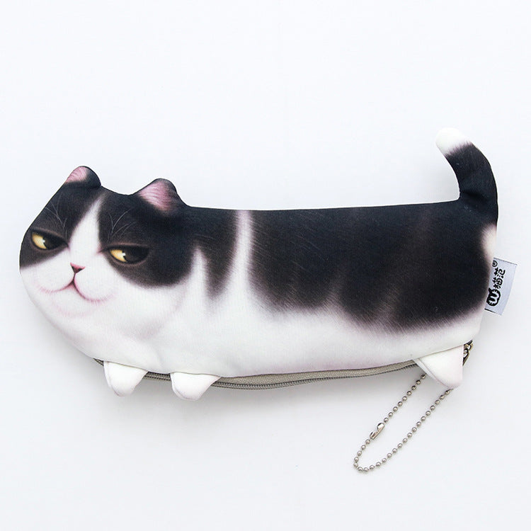 WAM PC-08 Simulation Cat Pencil Case School Stationery Pen Bag Multifunctional Cosmetic Bag