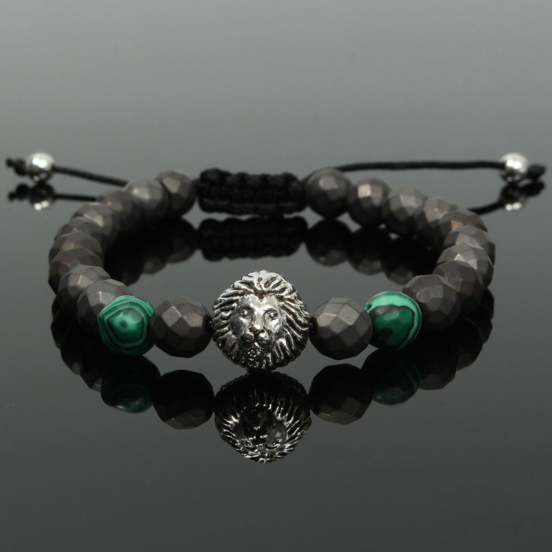 8mm Green Matte Lion Head Men Bracelet Series Jewelry Chain