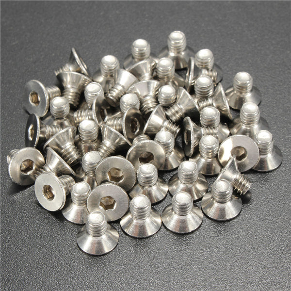 Suleve M4SH2 50pcs Metric M4 Stainless Steel Countersunk Flat Head Hex Socket Cap Screw Bolts