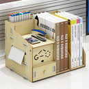 Multi-function Desktop Organizer Wooden Storage Rack Office File Tray Wood Display Shelf with Tissue Holder