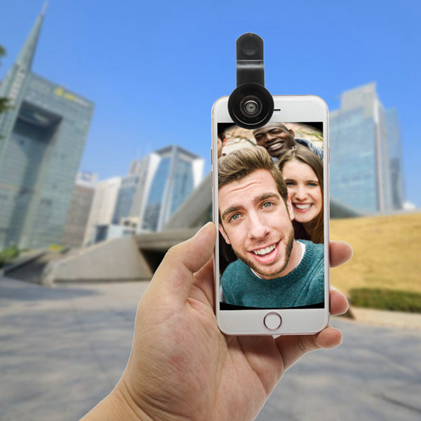 Bakeey Universal Clip Camera Lens 0.67 Wide Angel+180 Degree Fish Eye+Macro For Mobile Phone Tablet