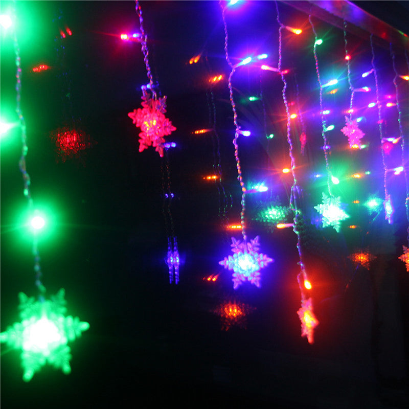 3.8M LED Curtain Snowflake String Lights LED Fairy Lights 8 Modes 220-240V Christmas Lights