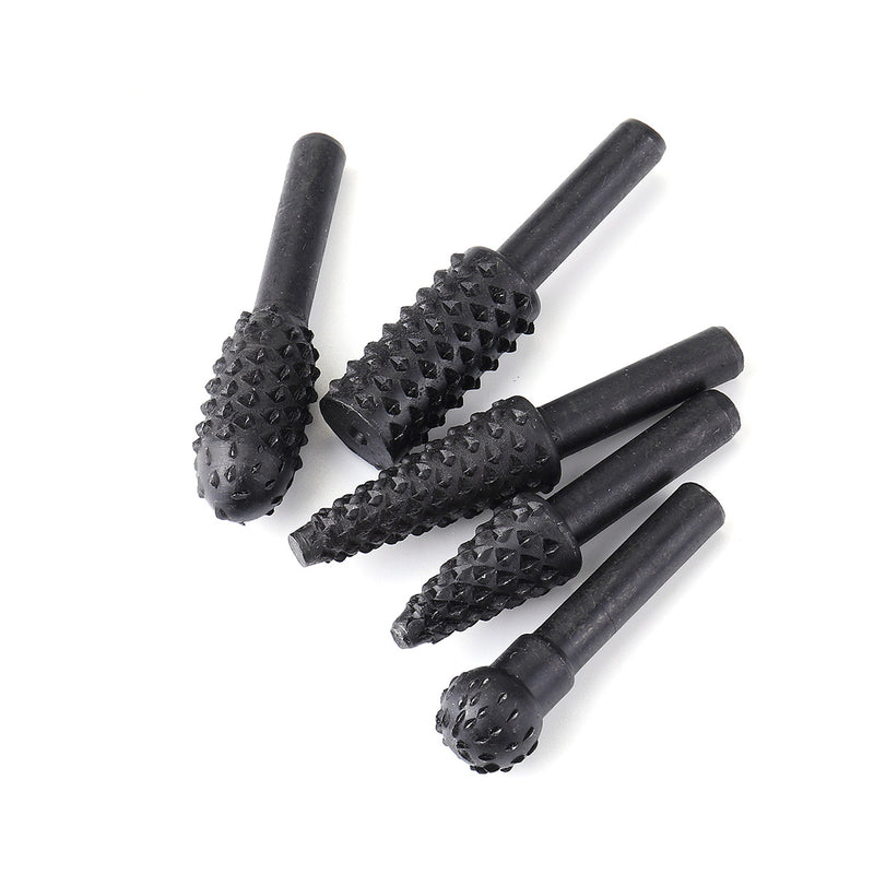 5pcs 1/4 Inch Drill Bit Set Rotary File Burr for Woodworking Wood Carving Tool