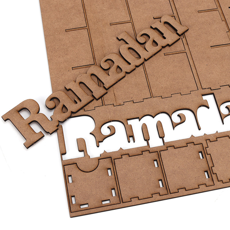 Ramadan Advent Calendar DIY House Drawer 30 Grids MDF Stand Rack Decorations