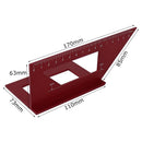 Red Aluminum Alloy Woodworking Scriber T Ruler Multifunctional 45/90 Degree Angle Ruler Angle Protractor Gauge