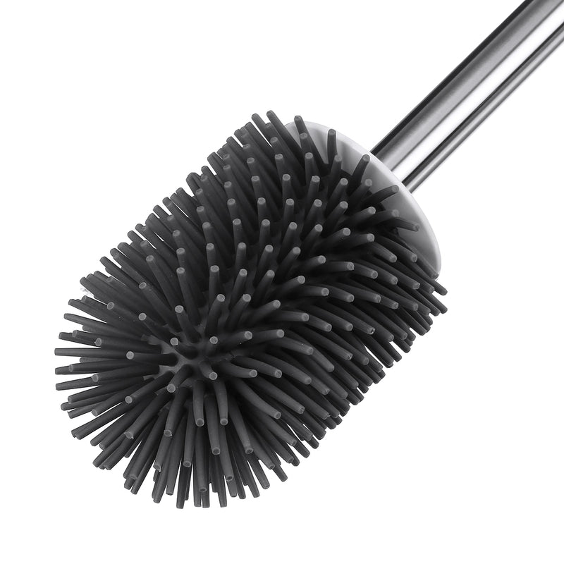 Silicone Soft Toilet Brush Set Bristle Base WC Bathroom Lavatory Cleaning Brush Tools