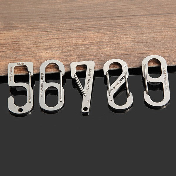 Sanrenmu SK008D Number Eight Stainless Steel Carabiner Tool Key Chain Lucky