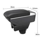 Black Leather Black Line Double Layer Armrest Car Storage Box For Mitsubishi 2014-2018