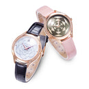 SHENGKE SK K0122 Fritillary Flower Pattern Dial Fashion Women Leather Strap Quartz Watch