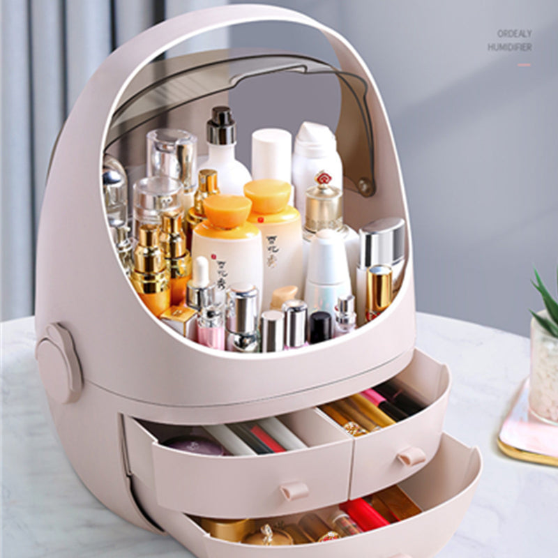 3 Layers Multifunctional Desktop Makeup Organizer with Dustproof Lid Cosmetic Storage Box Display Tray Jewelry Drawers