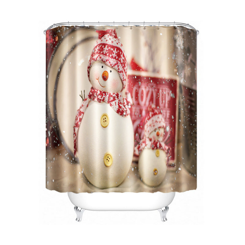 4Pcs Christmas Bathroom Non-Slip Rug+Lid Toilet Covers Bath Mat+Shower Curtain