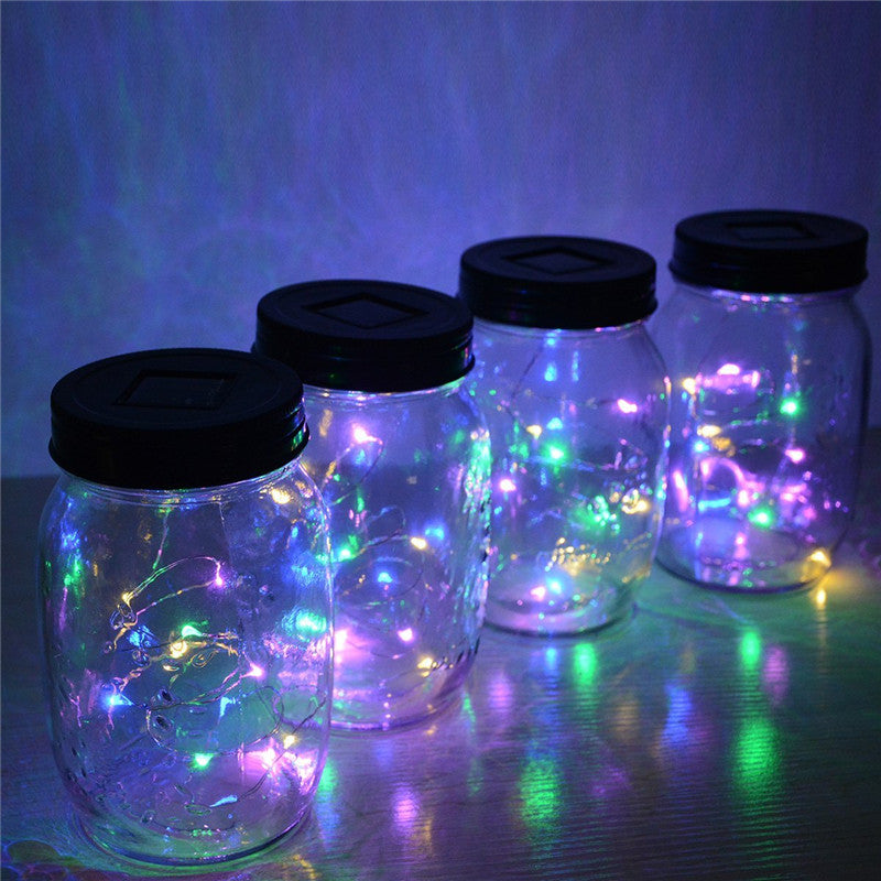 Solar Powered 2M 20LEDs Mason Jar Lid Fairy String Light  Wire Lamp For Garden Decor