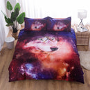 3 PCS Bedding Sets Skull And Wolf Printing Quilt Cover Pillowcase For Queen Size