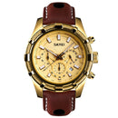 SKMEI 9189 Sports Luxury Leather Strap Luminous Waterproof Men Watch Quartz Watch