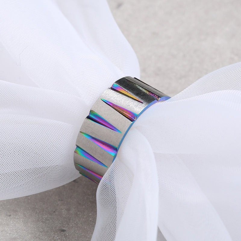 Punk Colorful Wire Drawing Stainless Steel Finger Ring Geometric Cone Unisex Engagement Rings