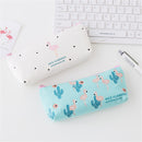 Mrosaa Cute Flamingo Canvas Pencil Case Small Fresh Zipper Large Capacity Pen Bag School Stationery