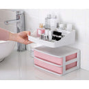 Double-deck Desktop Comestics Makeup Storage Drawer Box Saving Space Desktop Organizer