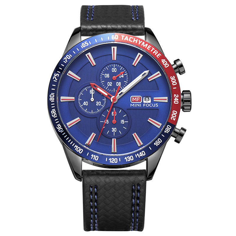 MINI FOCUS MF0029G Multifunction Male Wrist Watch Working Sub-dials Quartz Movement Watch