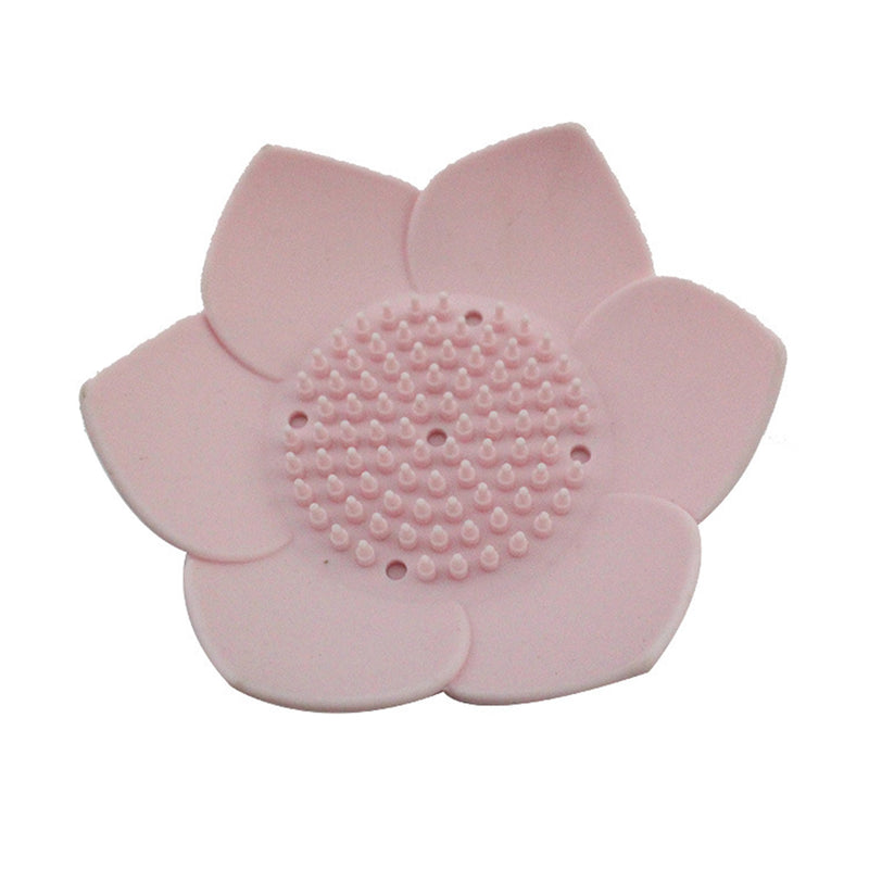 Soap Dish Silicone Box Storage Plate Drain Holder Flower Shape Bathroom Shower