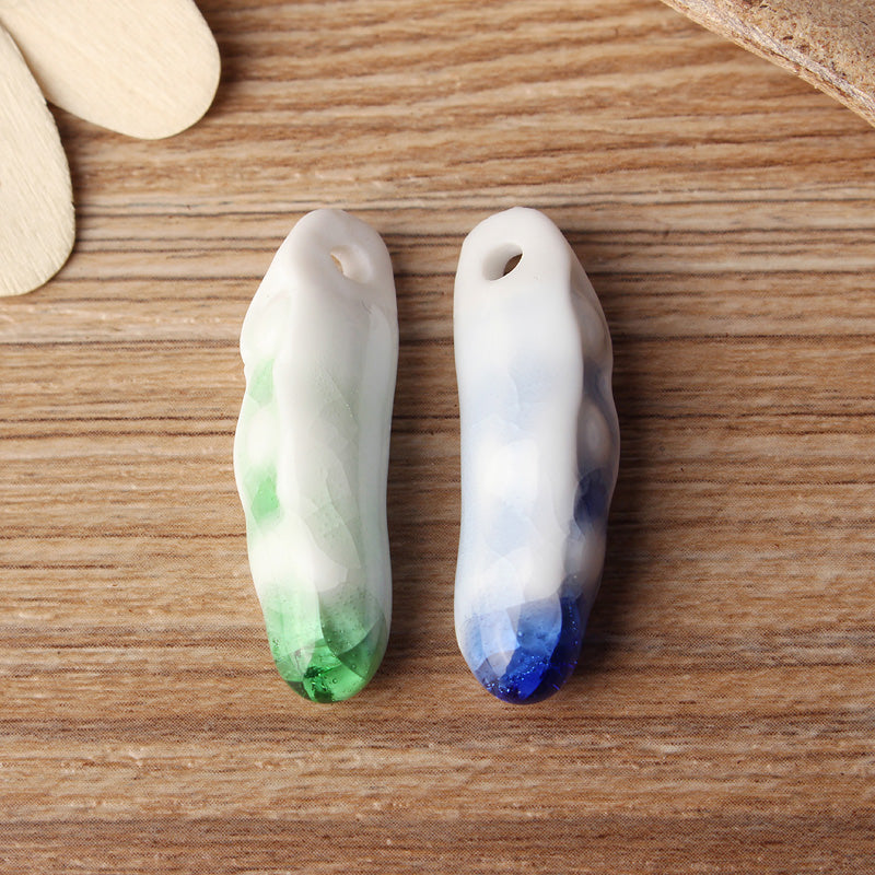 Handmade Ceramic Crack Beans Necklace Pendant DIY Jewelry Accessories