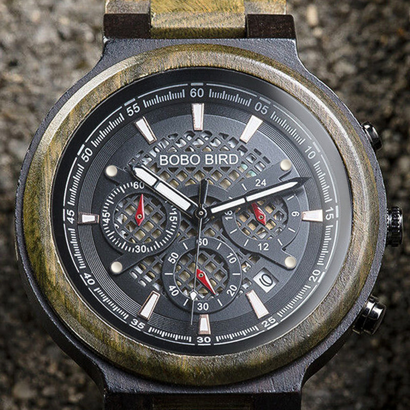 BOBO BIRD NS22 Scratch Proof Watch Face Hand Crafted Real Natural Wood Retro Men Watch Quartz Watch