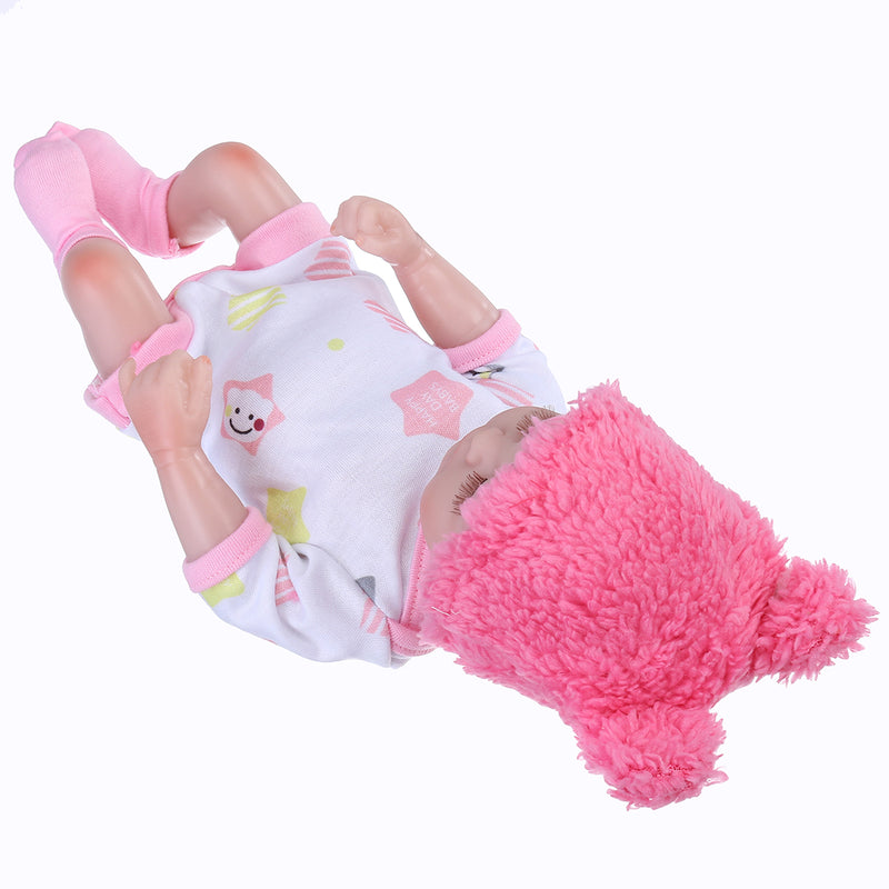 11" Handmade Silicone Reborn Sleeping Baby Doll Toys Lifelike Newborn Girl Gift