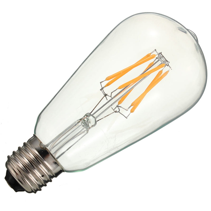 Kingso AC85-265V Non-dimmable Warm White 480LM E27 ST64 6W LED COB Light Bulb for Indoor Home