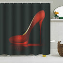 High Red Heels Black Waterproof Bathroom Shower Curtain Liner Polyester Fabric Bathroom Curtain & 12 Hooks