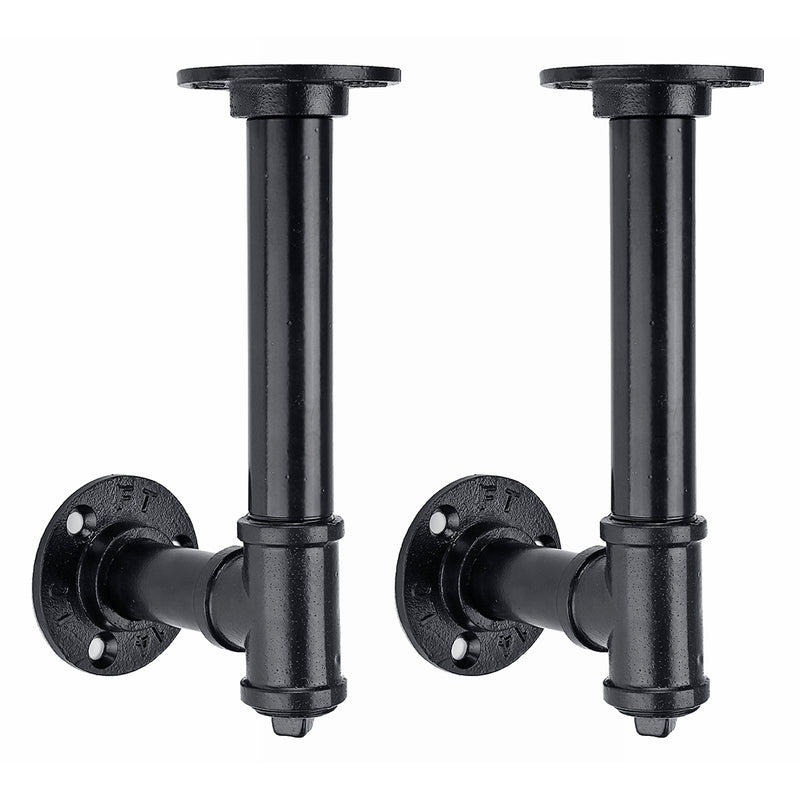 1 Pair of DN20 Steel Pipe Shelf Bracket Holder 100/150/200/240mm DIY Pipe Shelf Bracket