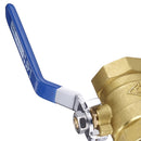1'' Full Port Ball Valve with Blue Vinyl Handle NPT Female for Water Gas Air