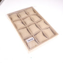 12-Slot Jute Lining Jewelry Box Display Stand for Accessories with Pillows Cream