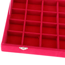 24-Slot Large Wooden Jewelry Box Display Stand for Accessories Pink