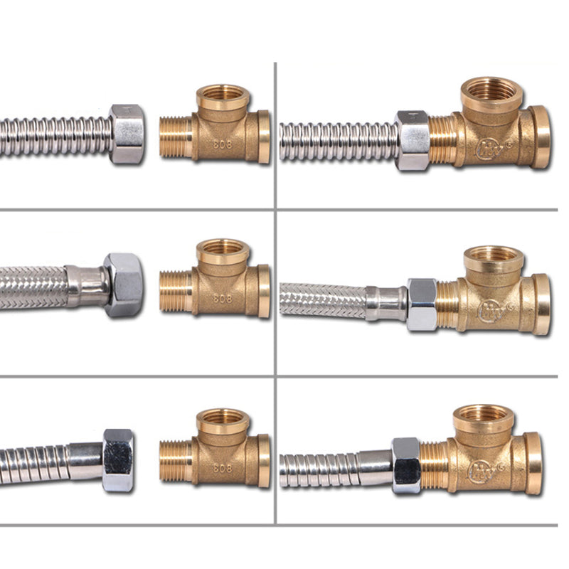 1/2" // 3 Way Brass Male Male Female Tee Fitting Pipe Connector T-Junction - Thickened Wall - High and Low Temperature Resistant