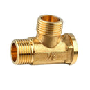 1/2" // 3 Way Brass Male Male Female Tee Fitting Pipe Connector T-Junction - Thickened Wall - High and Low Temperature Resistant