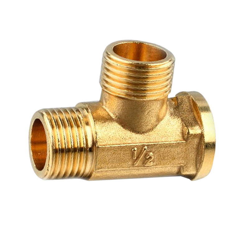 1/2" // 3 Way Brass Male Male Female Tee Fitting Pipe Connector T-Junction - Thickened Wall - High and Low Temperature Resistant