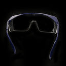 Adjustable Safety Protective PPE Glasses Goggles, Clear Lens, Blue Frame