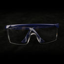 Adjustable Safety Protective PPE Glasses Goggles, Clear Lens, Blue Frame