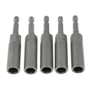 Socket Nut Driver Set Drill Bit Adapter 1/4'' Hex Shank 5pcs 10mm Brand New