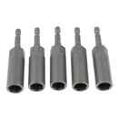 Socket Nut Driver Set Drill Bit Adapter 1/4'' Hex Shank 12mm 5pcs