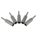 Socket Nut Driver Set Drill Bit Adapter 1/4'' Hex Shank 12mm 5pcs