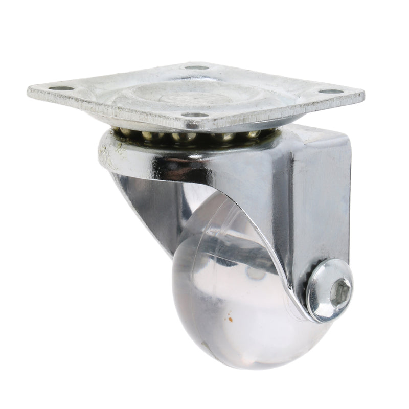 1.5" Clear Universal Swivel Plate Caster Wheel for Furniture Crib Trolley Electrical Appliances, PU - Smooth & Quiet